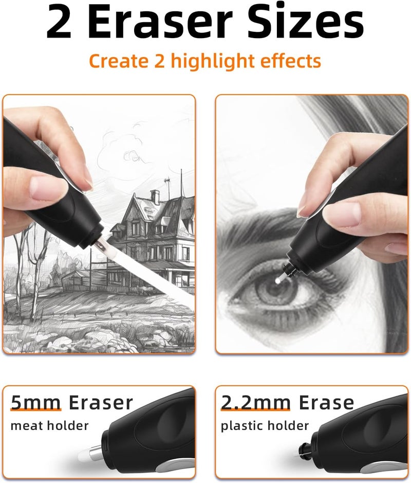 Zmol Battery Operated Eraser for Sketch/Drawing/Drawing/Graphite Pencil,Electric Eraser Kit for Artists - Image 2